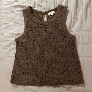 LOFT Olive Green Crochet Tank Top